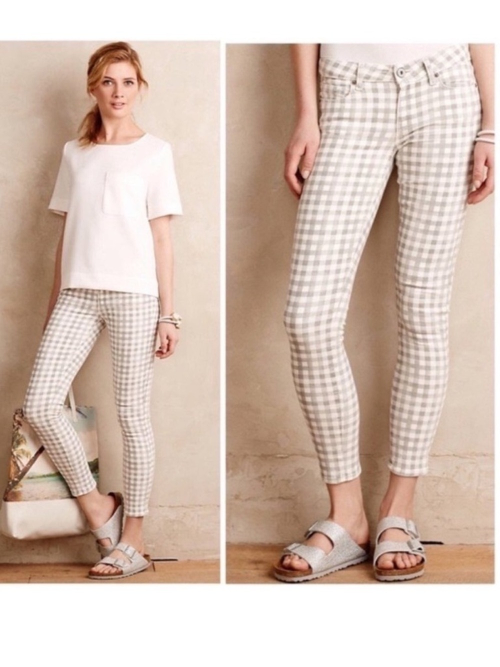 Paige x Anthropologie Verdugo Ankle Skinny Jeans in Gingham size 28